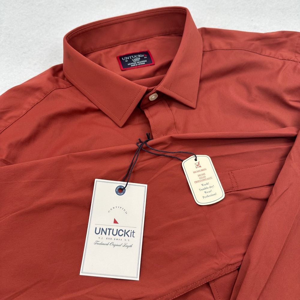 UNTUCKit Gironde Slim Fit Shirt Mens Large L Maroon Wrinkle Free Performance NWT